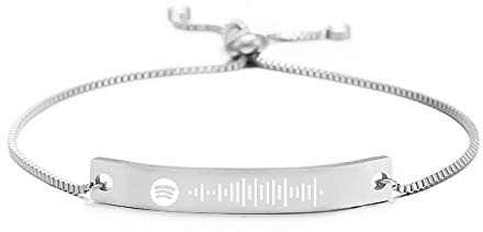 Jinlinjew Personalisierte Spotify Code Armband für Frauen Männer, Gravierte Song Armband Musik verstellbare Armband Scannbare Spotify für Paar Geschenk