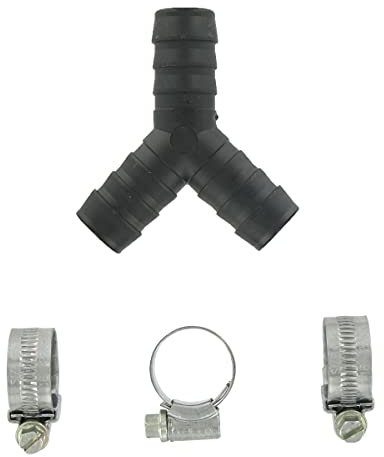 Paxanpax PLD1253 Universal 3-Way Y-Piece Hose Splitter Connector (17mm x 17mm x 17mm) & 3x 16mm-22mm Jubilee Clips Kit