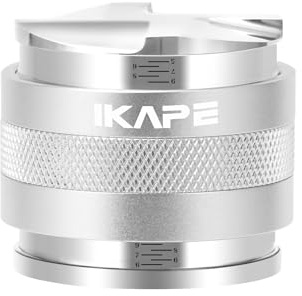 IKAPE Coffee Products, 53mm Coffee Distributor & Hand Tamper, Adjustable Depth Espresso Distributor Fits All 53mm Espresso Portafilter, Compatible with 54MM Breville Bottomless Portafilter (Silver)