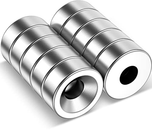 MIN CI Calamite Potenti Magnete Circolare con Foro Svasato,Calamita Neodimio 8x3mm M3 Piccole Magneti Forati Vite Rondelle Base per Frigorifero Rotonde 10 pezzi
