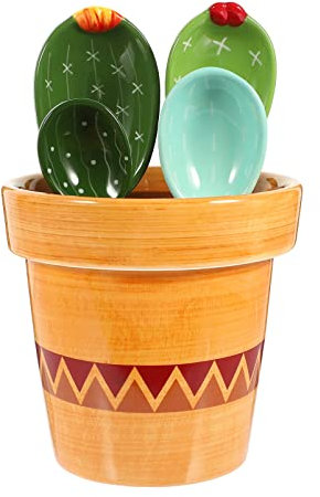 TOPBATHY 1set Cucchiai Dosatori Cactus Ceramica Con Base Graduata Accessori Cucina Per Misurare Ingredienti Secchi Facile Da Pulire e Ergonomico