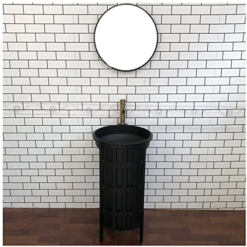 Meubles de Meuble-lavabo pour lavabo de Salle de Bain, Meuble de Salle de Bain sur Pied sous Meuble de Salle de Bain pour évier, vanité d'art en Fer Amovible de Style Industriel, Gris, avec Miroir (