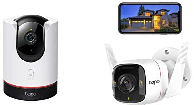 Tapo TP-Link C225 360°-WLAN-Überwachungskamera & TP-Link C320WS Überwachungskamera Außen, WLAN IP Kamera, 4MP Hochauflösung, 30m Vollfarb-Nachtsicht, Bewegungserkennung