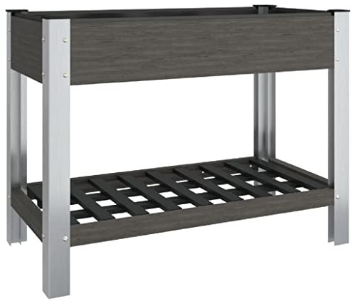 vidaXL Garten Hochbeet Pflanzkasten Blumenkasten Blumenbeet Pflanzbeet Gemüsebeet Kräuterbeet Gartenbeet Pflanzkübel mit Ablage Grau 100x50x75cm WPC