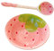 Healeved Ensemble bol et cuillère en céramique en forme de fraise – Snack, dessert, petit service, bol à céréales pour la maison et la cuisine