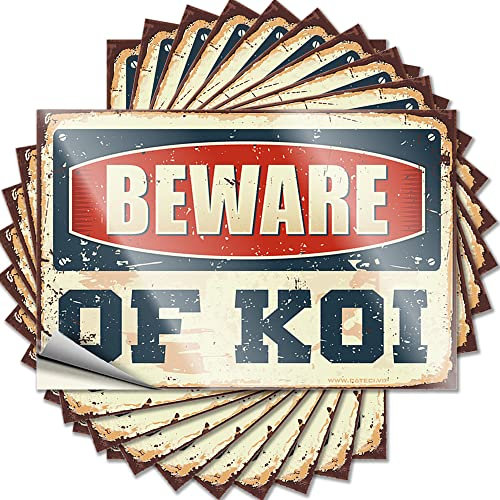 Aufkleber für Ihr Auto Beware of Koi, lustig, 10 Stück, Mechaniker-Aufkleber, Werkzeugkasten-Aufkleber und Aufkleber (Größe: 6 x 9 cm)