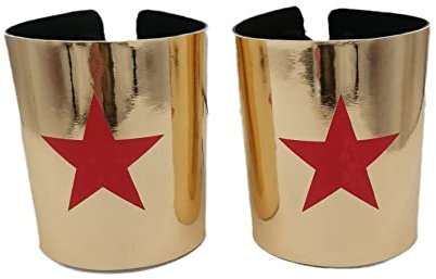 Okamsovr Wonder Woman Gold Manschette Armschützer, Wonder Woman Cosplay Manschette Größe verstellbar, Gold, Einheitsgröße