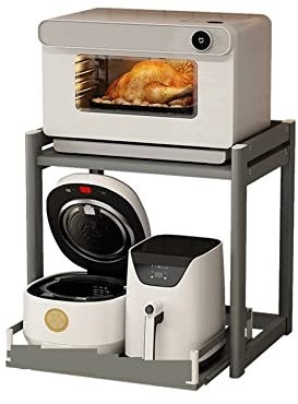 Mikrowellenherdgestell Ausziehbares Topf-Aufbewahrungsregal aus Aluminiumlegierung, Küchentischplatte, multifunktionaler Reiskocher, Aufbewahrungsregal for Mikrowellenherde Aufbewahrungsregal für die