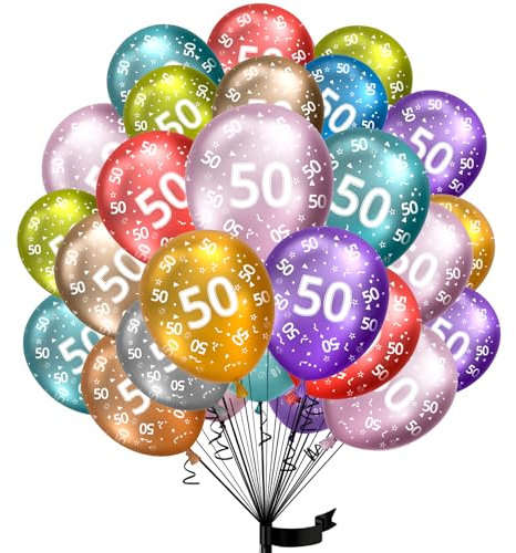 Luftballons 50. Geburtstag,15 Stück Metallic folienballon 50 helium ballons 50 jahre aus 100% Naturlatex,Klimaneutral, 32cm Ballon 50 zahlen für Kindergeburtstag und Mädchen Junge Geburtstag Jubiläum