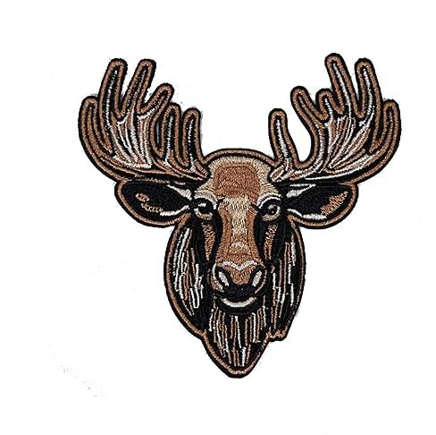 Elchkopf Aufbügler Patch Elch Patch Tier Patches Tier Patch Kleine Elch Patch Elch Patches Kleidung Applique Patch für Jacken, Kleidung, Kleid, Jeans, Hut, Rucksäcke, Kleidung