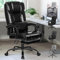 ELFORDSON Office Chair with XL Lumbar Cushion, Computer Desk Chair with Footrest, High Back 150° Recliner Tilting Function PU Leather, Glossy Black