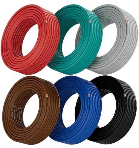 Lot de 6 câbles de calibre 18 (7,6 m chacun), câble automatique 18 AWG, câble de contrôle d'alarme de sécurité audio pour haut-parleur, CCA, fil de raccordement basse tension, fils électriques