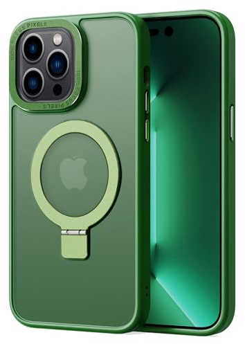 2NSPDRGNI Magnetisch Hülle für iPhone 14 Pro Max,Durchscheinende Matt Schutzhülle Magnetring Handyhülle mit Unsichtbar Ständer,Grün