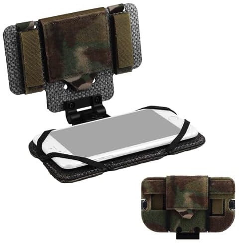 Zhongren Tactical Plate Carrier MOLLE Vest Phone Holder Universal Cell Phone Chest Mount Pouch Adjustable Foldable Navigation Phone Board Attachment for 4.7-6.7 Outdoor Sports Military (Camo)