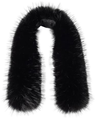 xiatty Col en Fausse Fourrure pour Femme - Garniture de Rechange pour Manteau d'hiver, Parka - Unisexe - comme de la Vraie Fourrure Douce et Moelleuse, Noir, 29.5/75CM