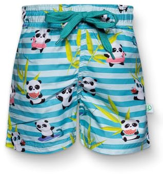 Dedoles Badehose Herren 100% recyceltes Polyester Badeshorts für Männer lustige Designs Kokosnuss Zitronen Surf Schwimmer Swim Trunks, Farbe: Panda im Urlaub, Gr.: 2-4 Jahre