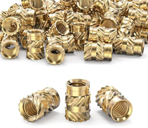 ORTAVA M2,5 Gewindeeinsatz, 50 Stück Einpressmuttern, Messing Einbettung Muttern Rändelmuttern, M2,5×6×3,5 mm, Threaded inserts für Kunststoffteiledurch Wärme oder Ultraschall in 3D-Drucker Teile