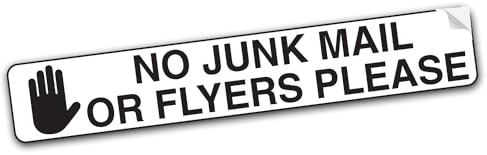 SAFESIGN No Junk Mail or Flyers Please Vinyl Sticker for Front Door Vinyl Sign Stickers 180 X 30mm - Waterproof Vinyl Conforms to EN ISO 7010:2012 Post Box (3)