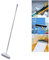 2 in 1 Floor Scrub Brush With Long Handle, Scrape and Stiff Bristle Shower Cleaning Sweeping Deck Push Broom for Kitchen, Bathroom, Patio, Wall and Deck (White)