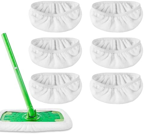 EUPSIIU 6 Piezas Paños Secos y Húmedos para Trapeador de Barredora, Recambios de mopa Lavables y Reutilizables, Almohadillas de Limpieza para Limpiar Suelos Duros y Suelos de Madera (6)