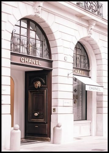 Dekomundo Chanel Geschäft Paris Poster, 60x90 cm zum Einrahmen moderne Wanddekoration für Wohnzimmer, Schlafzimmer und Büro