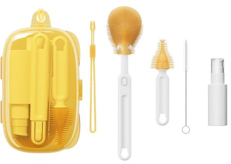 6 In 1 Washing Kit For Baby Bottles Brush, Travel Baby Bottle Brush Set, Complete Cleaning Bottles With Silicone Brushes, Nipple Brushes, Straw Cleaner, For Home And Travel