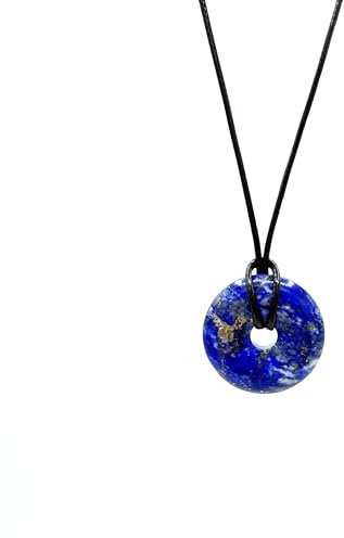 PURAJA Pendentif donut en véritable pierre précieuse | Collier en pierre de guérison avec pendentif en cristal et cordon de haute qualité