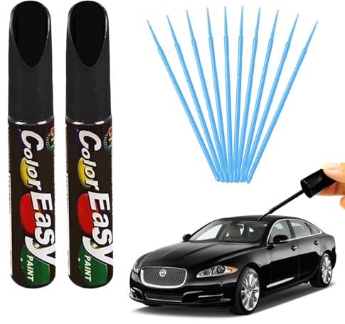 Cutiolly Lápiz De Retoque,2pcs Lápiz de Retoque Negro Brillante,Pintura Retocar Arañazos Coche,Quita Arañazos Coche,Bolígrafo Reparador Arañazos Pintura,Removedor De Arañazos De Pintura