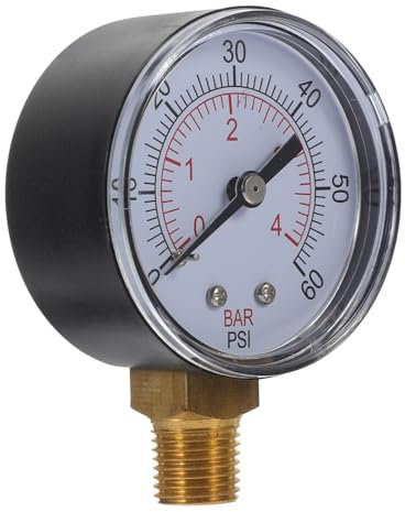 Happyyami Manomètre De Pression pour Piscine 60kpa 1/4 Pouces Npt pour Filtre Extérieur Instrument De Test Précis Robuste Et Pratique