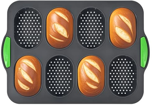 Moule à pain en silicone, moule à pain à 8 grilles, moule gateau silicone, moule à pâtisserie antiadhésif, moule à pain français, facile à nettoyer, adapté à la cuisson du pain et des gâteaux
