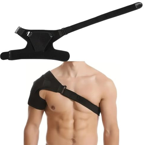MIRKUZI Hombreras 1 pieza de correa de soporte de hombro negra, soporte de hombro con almohadilla de presión, vendaje de soporte de hombro ajustable