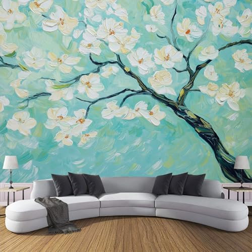 Photo Wallpaper Plant Apricot Tree Flowers - 260X175Cm Silk Cloth Wall Mural Photo Mural for Bedroom Living Room Kids Room - Home Decoration Poster Picture Self Adhesive