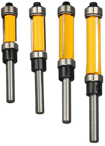 4 PCs Flush -Trim -Router -Bit 2 Flöten 1/4 Zoll Schaft 1/2 -Zoll -Schnittdurchmesser Ober- und Bodenlager -Spülfisch -Trimmbits
