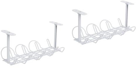 OSALADI 2 Sätze Aufbewahrungsregal Für Steckdosenleisten Professioneller Untertischkorb Kabelbinder Inhaber Kabel Halter Leistung Kabelrinne Unter Dem Schreibtisch Stehpult Netz Weiß Eisen