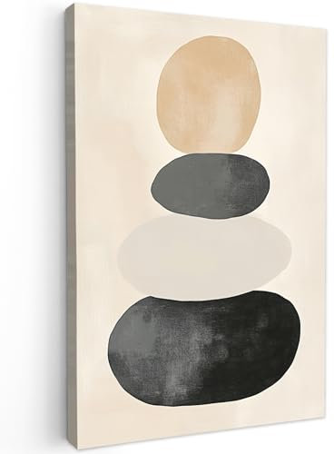 MuchoWow© Bilder Groß 80x120 cm XXL Wohnzimmer Deko Modern Wandbild Kunstdruck auf Leinwand Bild Schlafzimmer über Bett Room Decor Geschenke Japandi - Wabi-Sabi - Beige