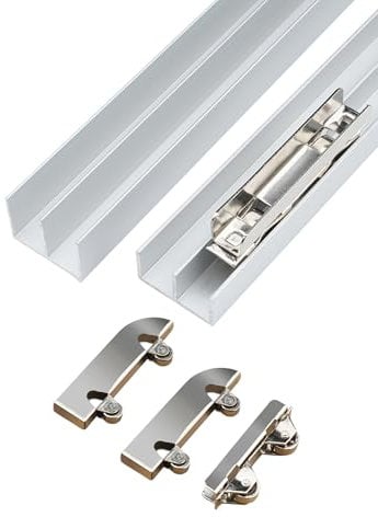 Rail de porte coulissante en alliage d'aluminium avec poulie, rail de fenêtre coulissante en verre for panneaux épais, for placards en verre(120cm)