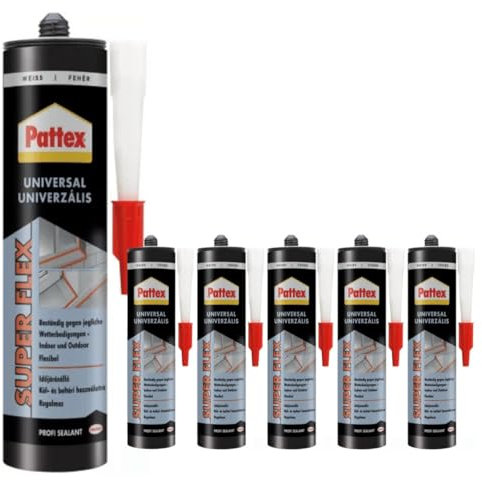 Montage Kleber Weiß- Hochleistungsdichtstoff Universal- Essigsäure Vernetzung - Witterungs & UV-Beständig - Vielseitig Einsetzbar - Bau und Renovierungsbereich - Innen und Außen (6 x 280ml)