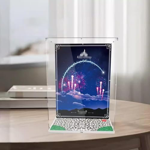 Acryl Staubdichte Vitrine Entworfen für Lego 43222 Aschenputtel Schloss Bausteinmodell, Transparente Box, Displaybox Kompatibel mit Lego 43222. (kein Modell) (Schwarzer Sockel)