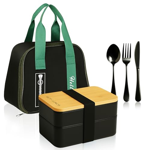 Hot-lunch Bento – Élégante Boîte Repas Bambou avec Sac Isotherme | Design Écologique, Étanche et Réutilisable pour le Bureau ou les Déjeuners Nomades