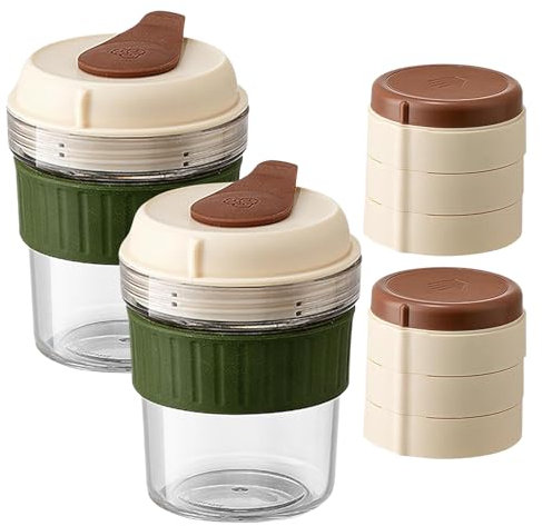 Aartner Coffee Cup Travel Mug with Ice Cube Tray, 2 in 1 Touch-Free Iced Cup with Ice Lattice, Ice Cube Bottle with Lid for Milk, Juice, Beverage, Travel (2-Coffee Cups & 6 Ice Cube Trays)