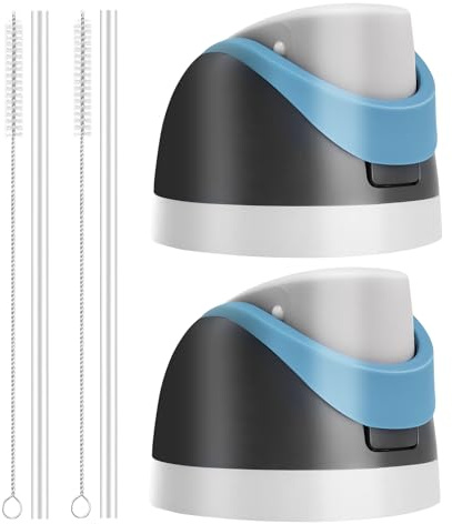 PHULWEL 2 Pack Replacement Lid for Owala Freesip Water Bottle, Compatible with Owala Lid and Cap 16oz 24oz 32oz 40oz, Cup with Straw Brush, for Owala Accessories Leak-Proof,BPA-Free（Black+Grey）