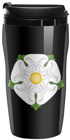 Yorkshire Rose Plastic Coffee Cup Travel Mug Double Walled Leakproof Tumbler with Lid for Home Office 250ml
