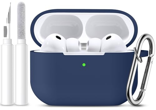 Mastten für AirPods Pro 3 Hülle - 360° Rundum-Schutzhülle Kompatibel mit Apple AirPods Pro 3 Case (2025) - Weiche Silikon Case Cover mit Reinigungsset & Karabiner - Marineblau