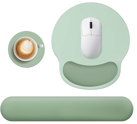Jukibole Tapis de souris ergonomique avec repose-poignet, repose-clavier en mousse à mémoire de forme et tapis de souris, repose-poignet pour bureau, bureau à domicile, jeu, ensemble de bureau