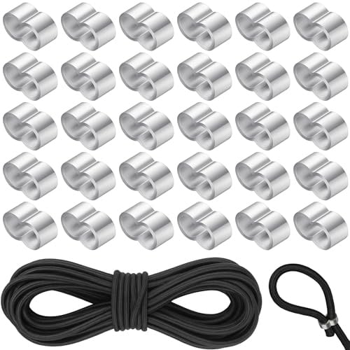 VIVIIHOO Expanderseil 8mm x 10m, Planenseil & Gummiseil für Anhängerplane, elastische Gummischnur mit 30 Würgeklemmen, Gummikordel für Camping, Segeln, Zelt
