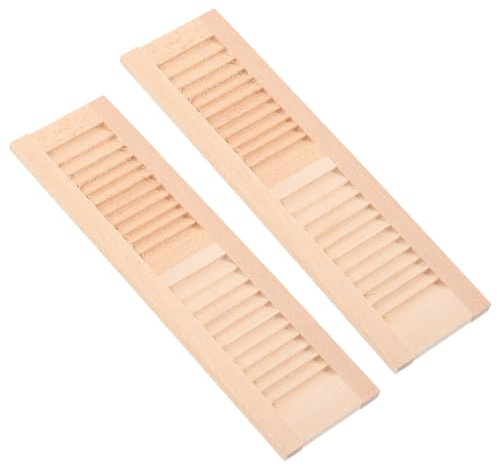 Alasum Lot de 2 Volets Miniatures en Bois Naturel DIY, Décorations pour Maison de Poupée, Accessoires Miniatures pour Chambres et Modèles, Volets Décoratifs Compacts et Légers