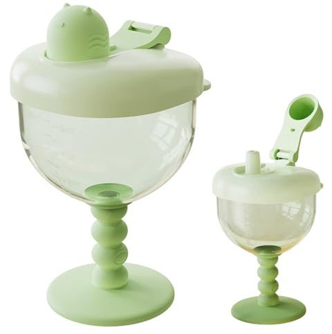 Gobelet à vin pour bébé, gobelet d'entraînement étanche avec mesures, design élégant pour les tout-petits, verre à boire en plastique pour enfants, vert