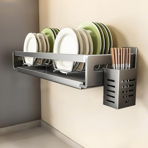 Onxyrbyte Estante de Secado de Platos con Bandeja,Estante de Secado de Platos,Escurreplatos Que Ahorra Espacio,Ahorra Espacio,con Bandeja,para Cuencos,Tazas,cucharas y Tenedores