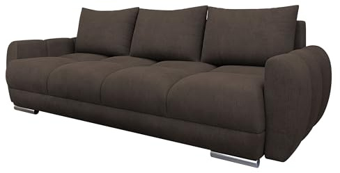 Mirjan24 Sofa Lonkor III, Dreisitzer Polstersofa für Wohnzimmer mit Schlaffunktion und Bettkasten, Dekorative Steppung auf der Sitzfläche, Sofagarnitur, Schlafsofa (Lumo 40)