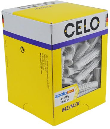 Celo Universaldübel mit Kragen MZK 8x49 - Dübel mit 4-fach Spreizung und Knotenbildung - Mehrzweckdübel, Nylon grau - 100 Stück